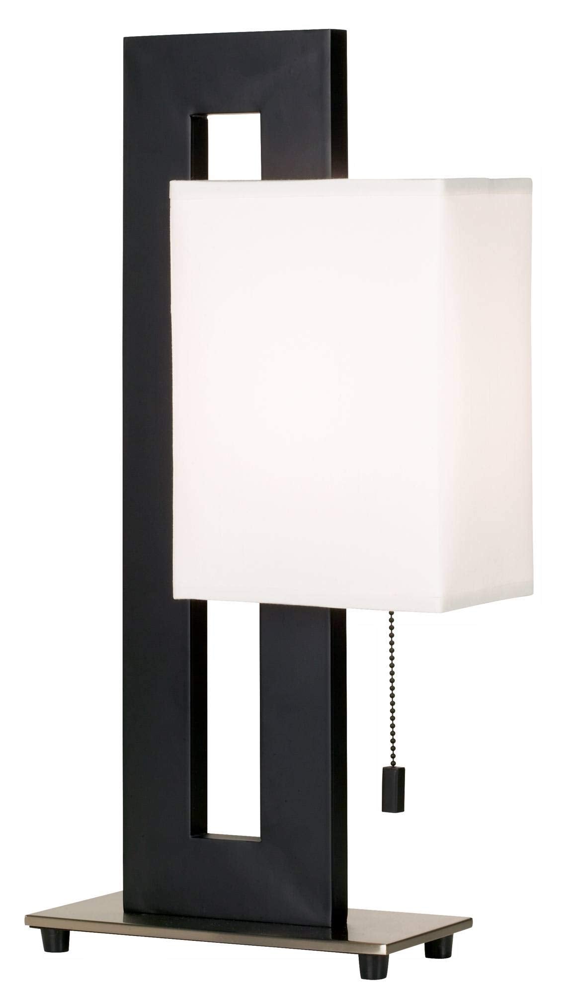 360 Lighting Floating Square 20 1/2'' High Small Rectangular Modern Accent Table Lamp Pull Chain Black Metal Single White Shade 