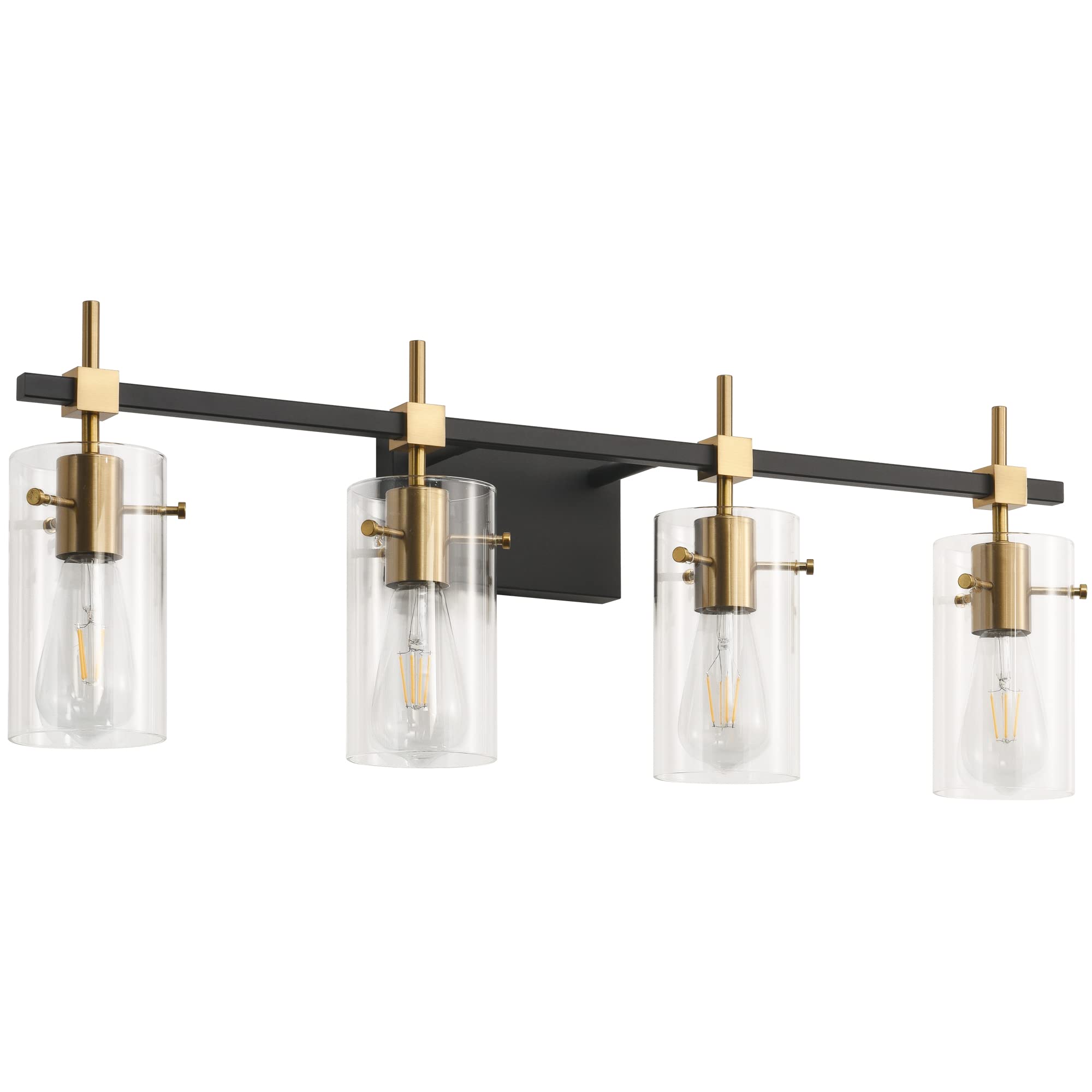 Solfart Farmhouse Brass Bathroom Vanity Lights Fixtures Over Mirror Vintage Bathroom Lighting Wall Sconce With Glass Shade 4 Lig