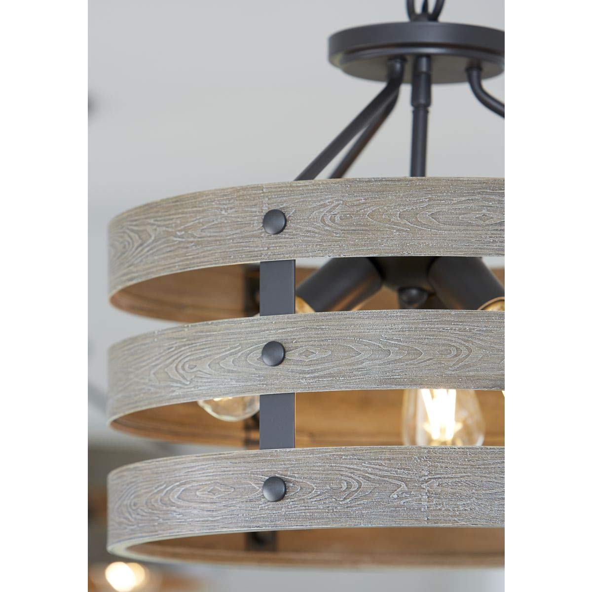 Progress Lighting P350049-143 Gulliver Three-Light Semi-Flush Convertible, Graphite Finish, 13.50X17.00X17.00