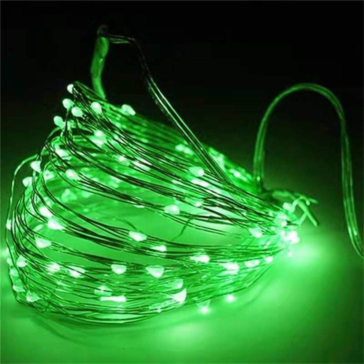 Pack 2 Battery Operated Mini Led String Light,Indoor Fairy Lights Dewdrop Light With Timer 6Hours On/18Hours Off For Wedding Party Lighting Decoration,30 Count Leds,10Feet Silver Wire (Green Color)