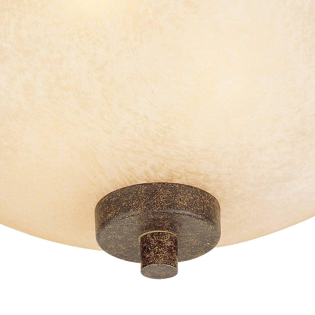 Franklin Iron Works Mission Ceiling Light Flush Mount, 15in Wide, Rustic Bronze, Cream Scavo Glass, Model 07443