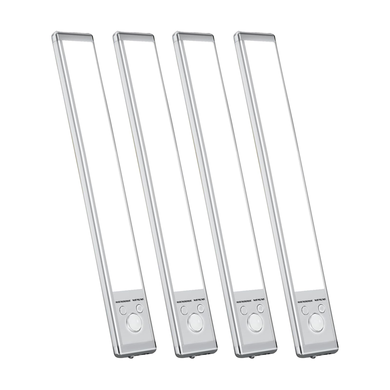 LUCK AROUND 4 Pack Under Cabinet Lighting, Motion Sensor Light, 12-Inch Rechargeable LED, Battery Powered White