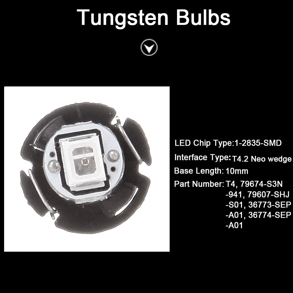 Cciyu 6 Pack T4/T4.2 Neo Wedge 2835 Smd Led Bulb A/C Lights (Red)