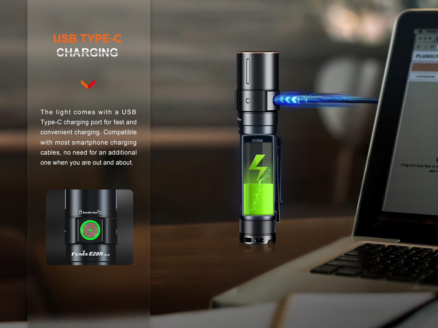 Fenix E28R V2.0 Edc Flashlight, 1700 Lumen Usb-C Rechargeable Compact Pocket Size With Magnetic Tail