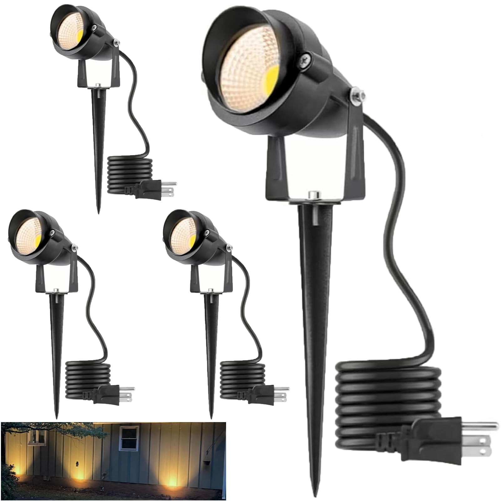 yoosuml Warm White Spotlights, Outdoor Yard Spot Lights 3000K 120V 10W IP65 Waterproof Metal Case Landscape Light with Spiked St