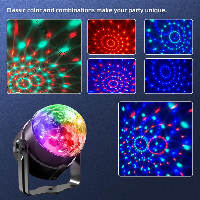 Yiixuyo 3-Pack Sound Activated Party Lights with Remote Control, Strobe Lamp for Parties, ABS, LED, Model EMS-10