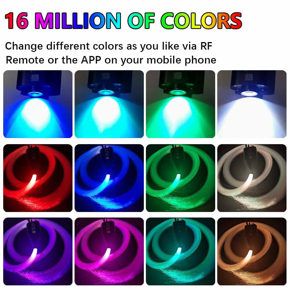 Firework 16W Rgbw Fiber Optic Lights Star Ceiling Light Kit With Fiber Optical 360Pcs 0.03In 9.8Ft/3M - App/Remote Control + Music Mode Sound Sensor Light Source For Bedroom  Home Theater & Car Decor