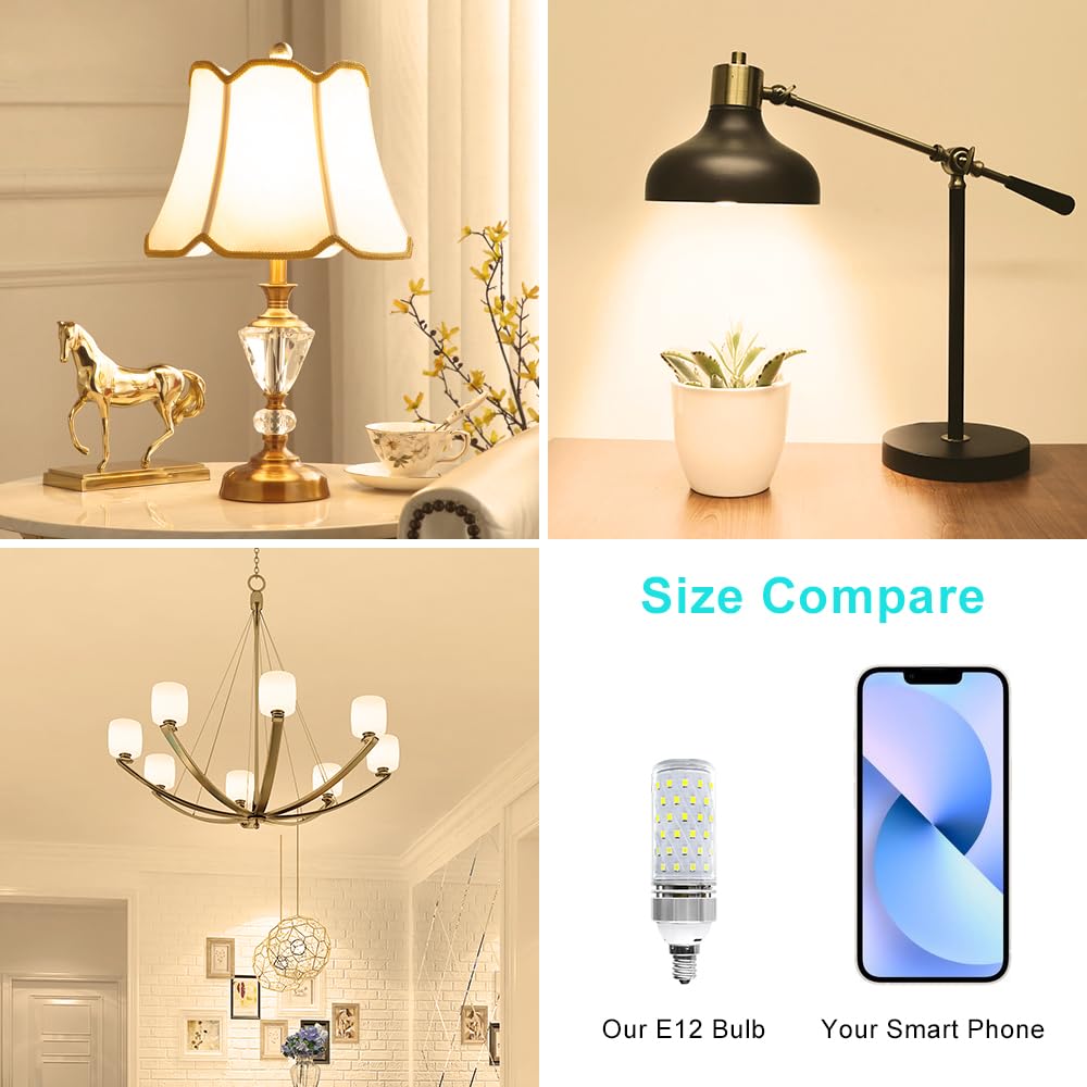 LEDLightsWorld Super Bright E12 LED Corn Bulbs 16W 1500LM 2800K Warm White Pack of 8 Non-Dimmable Aluminum