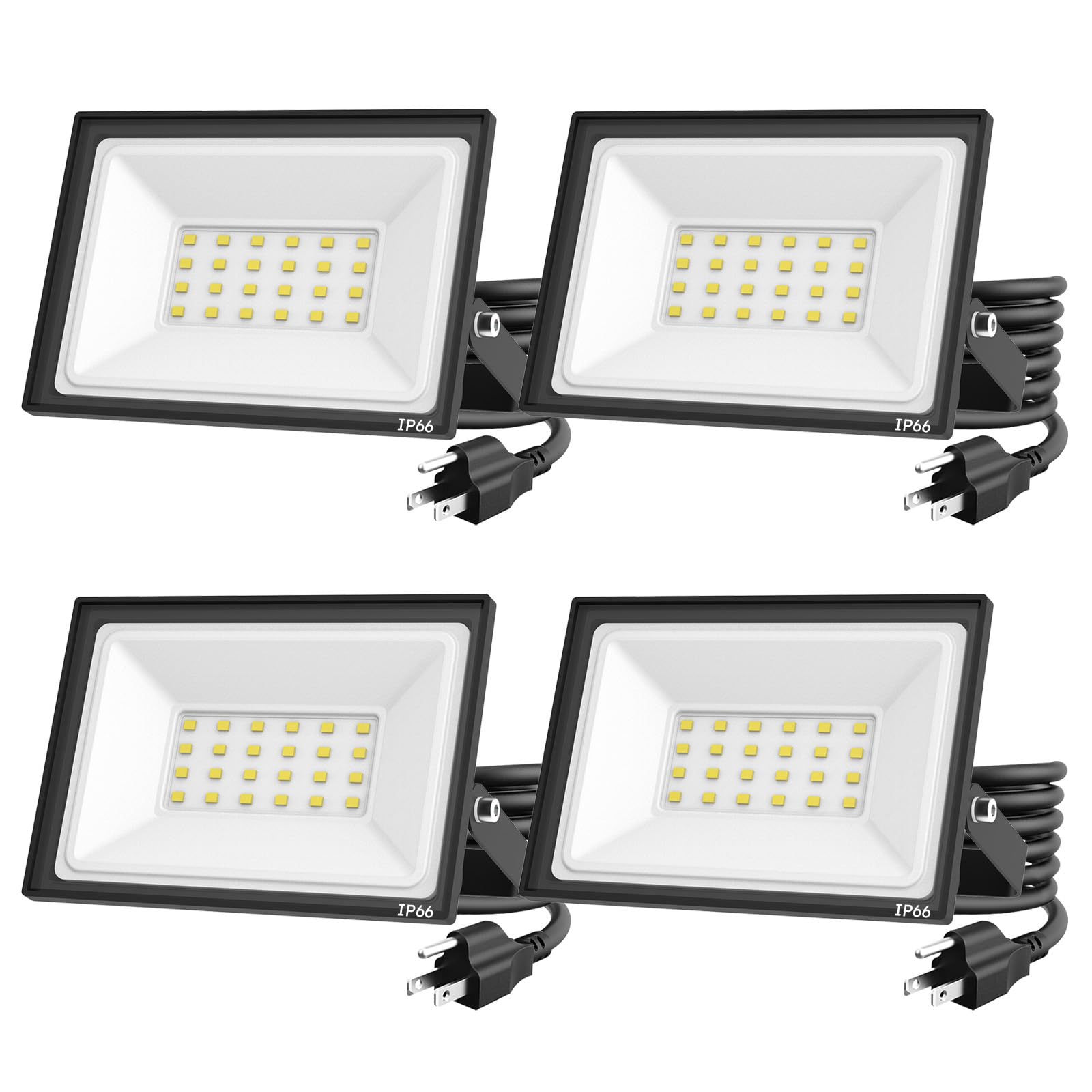 Madewell Living 4-Pack 30W Led Flood Lights Outdoor - 5400 Lumens Super Bright Security Lighting  Ip66 Waterproof  5000K Daylight - Energy-Efficient Outdoor Lights For Garage  Garden  Lawn  Backyard
