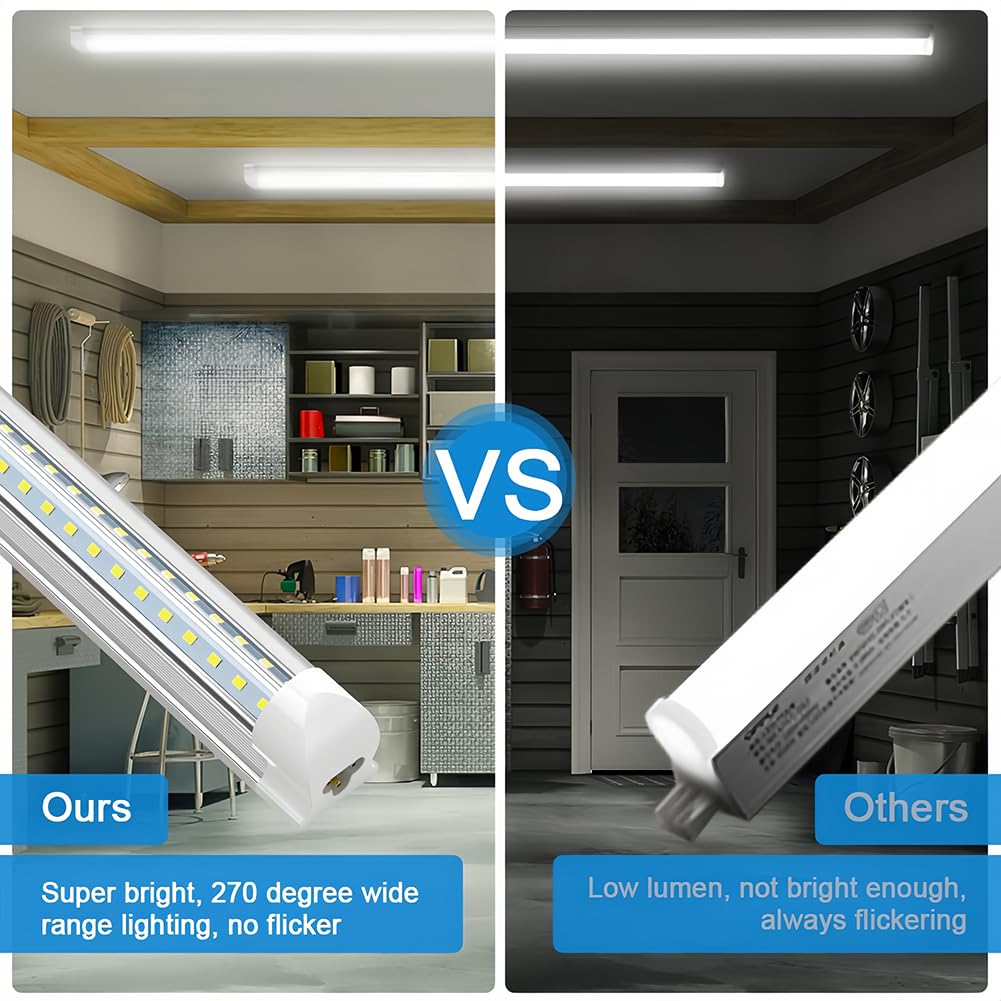 SHOPLED 5FT LED Shop Light, 45W 5850LM, V Shape, 6000K Cool White, 4 Pack T8 Ceiling Lights for Garage and Workbench