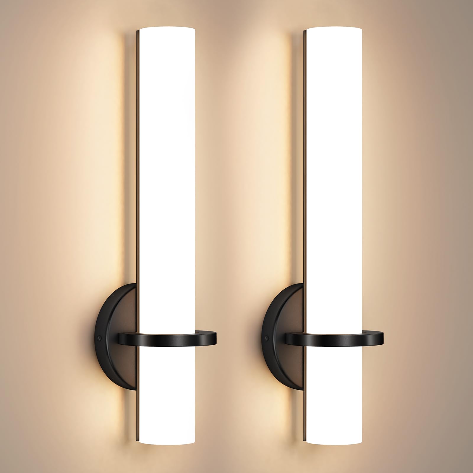 Aijiasi Black Sconces Wall Lighting, Led Dimmable Modern Wall Sconces Set Of Two 18W 3000K Bathroom Vanity Light With Acrylic Shade Indoor Wall Lights For Bedroom, Living Room, Hallway, Stairway