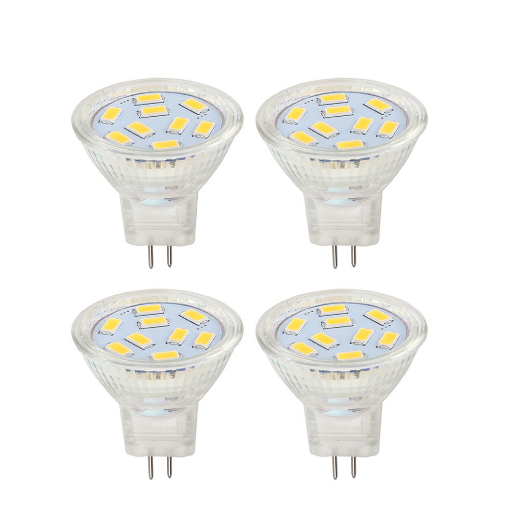 HRYSPN MR11 GU4 Led Bulbs 2W 12V AC/DC, 24V DC, 20W Halogen Replacement, Warm White 3000K (Pack of 4)