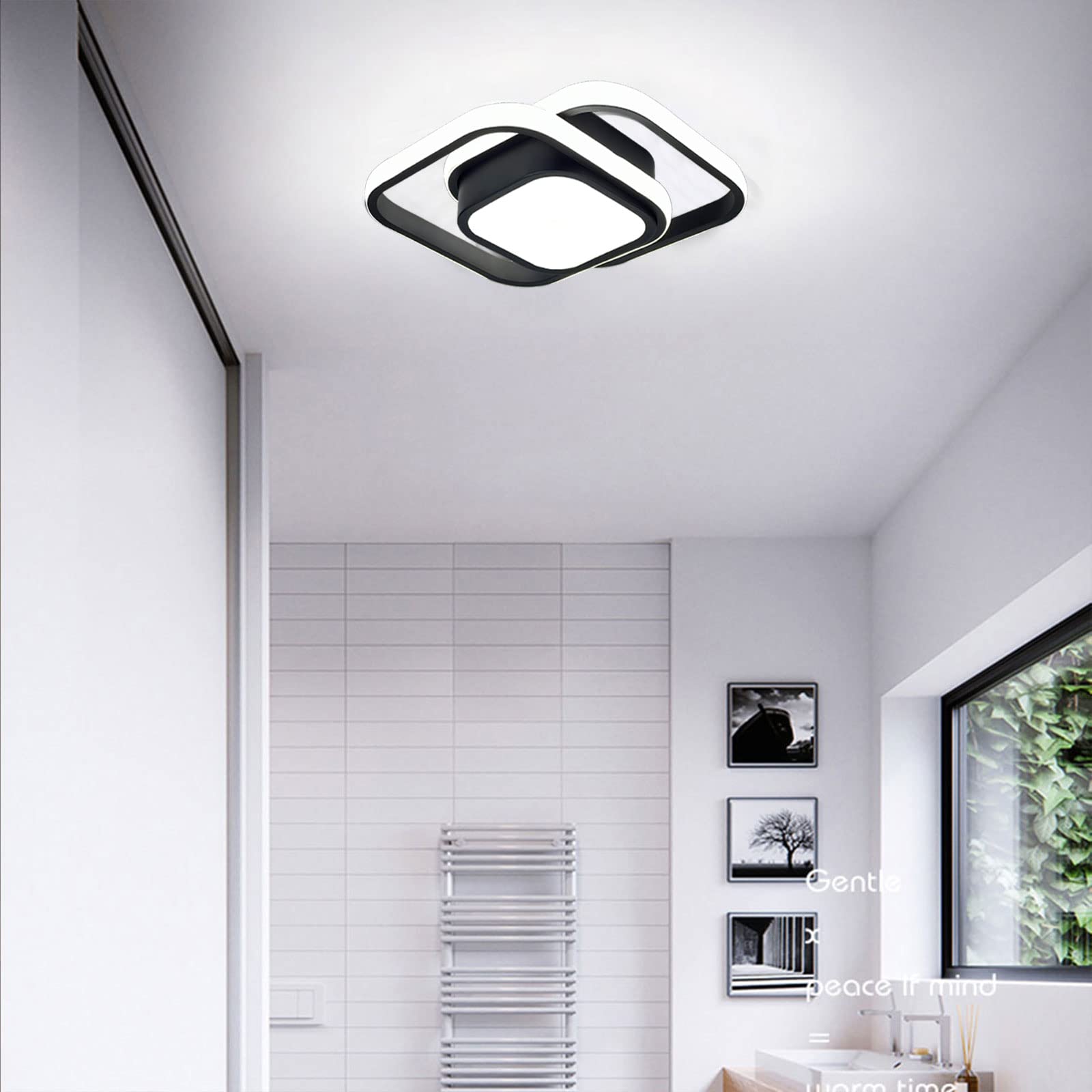 Caneoe Small Modern Led Ceiling Light Black Acrylic 6000K For Bedroom Kitchen Living Room