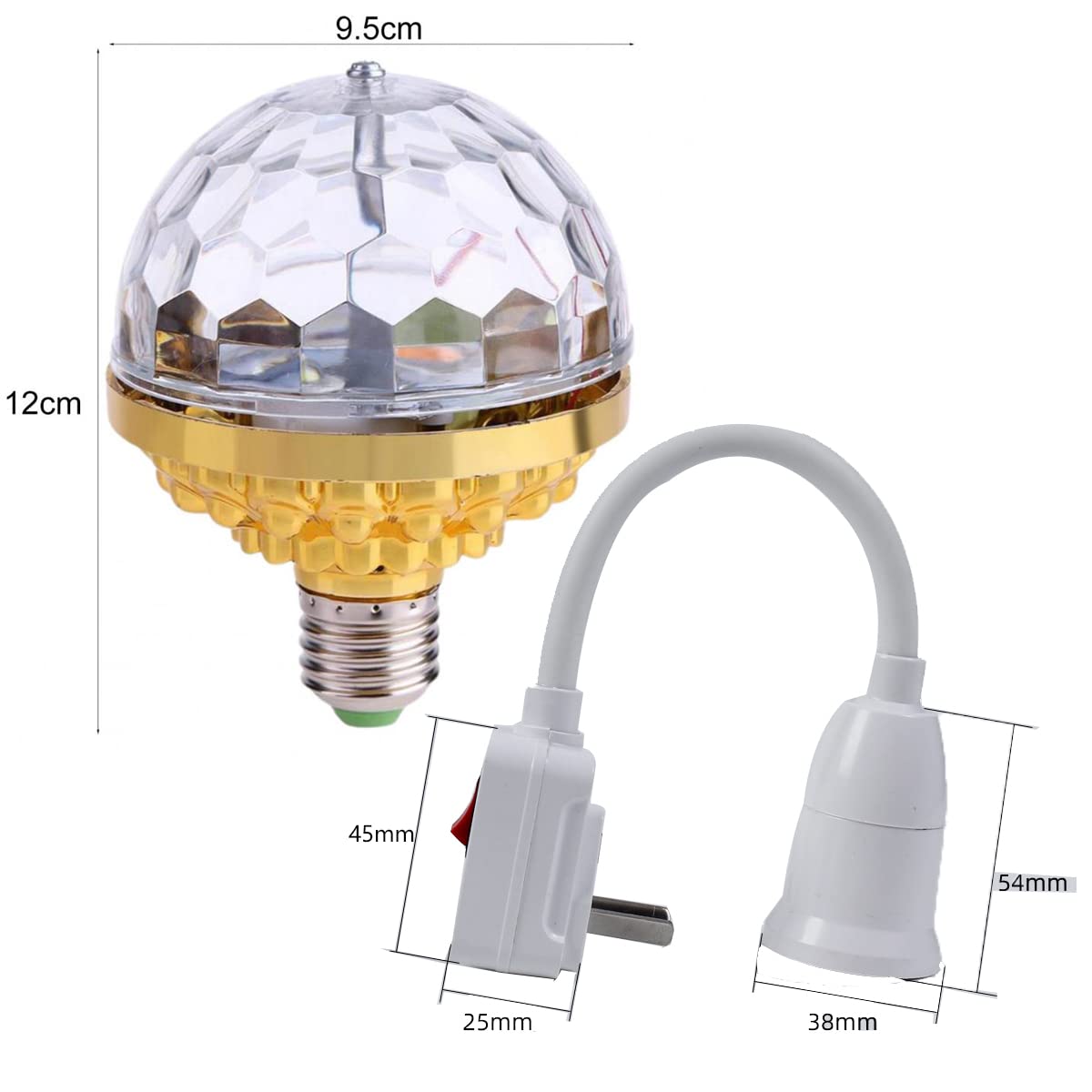XGHJ 2Pcs Colorful Rotating Magic Ball Light Bulb, RGB LED Disco Light, Gold, Crystal, Model xghj