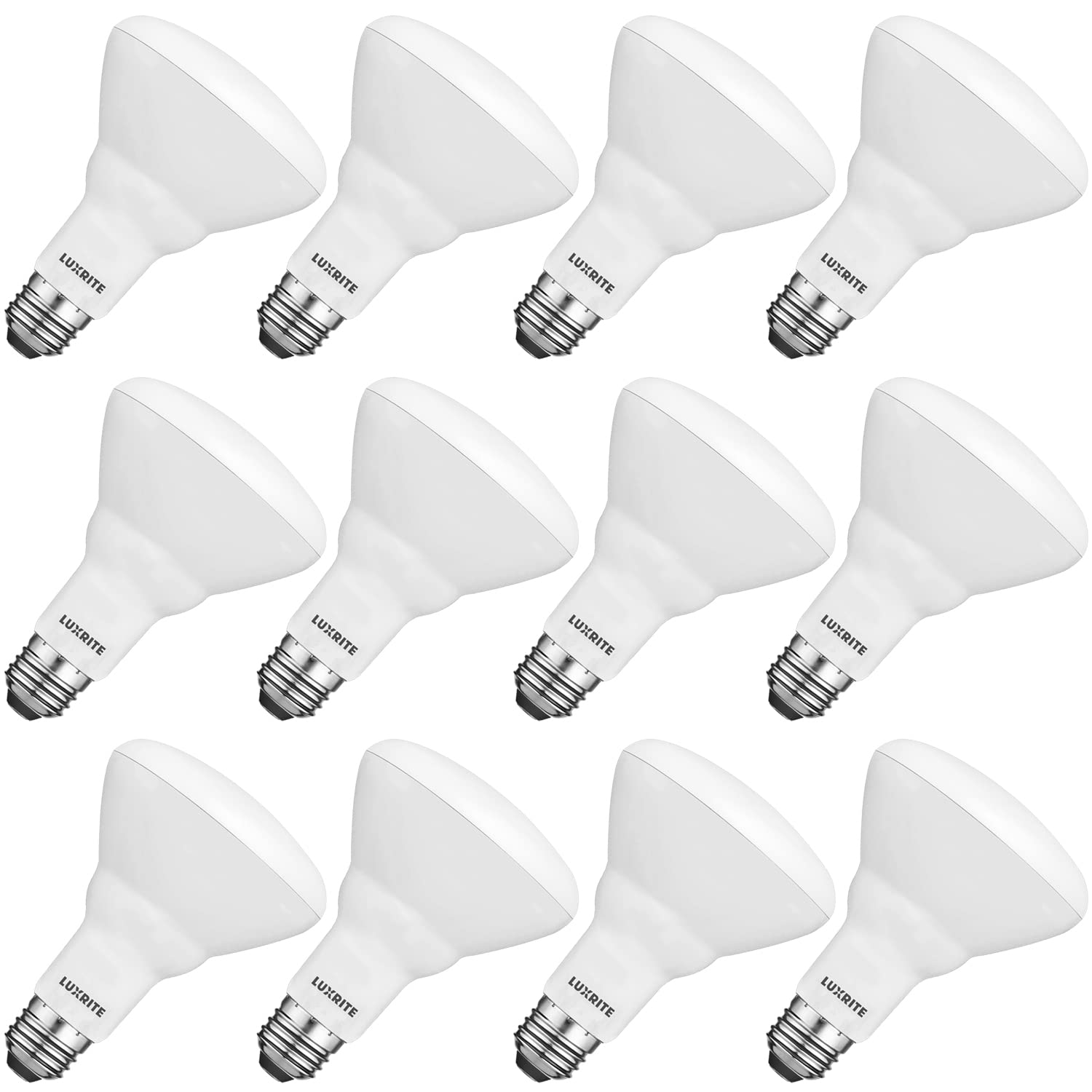 LUXRITE BR30 LED Bulb 65W Equivalent 5000K Bright White Dimmable 650 Lumens 12 Pack E26 Medium Base