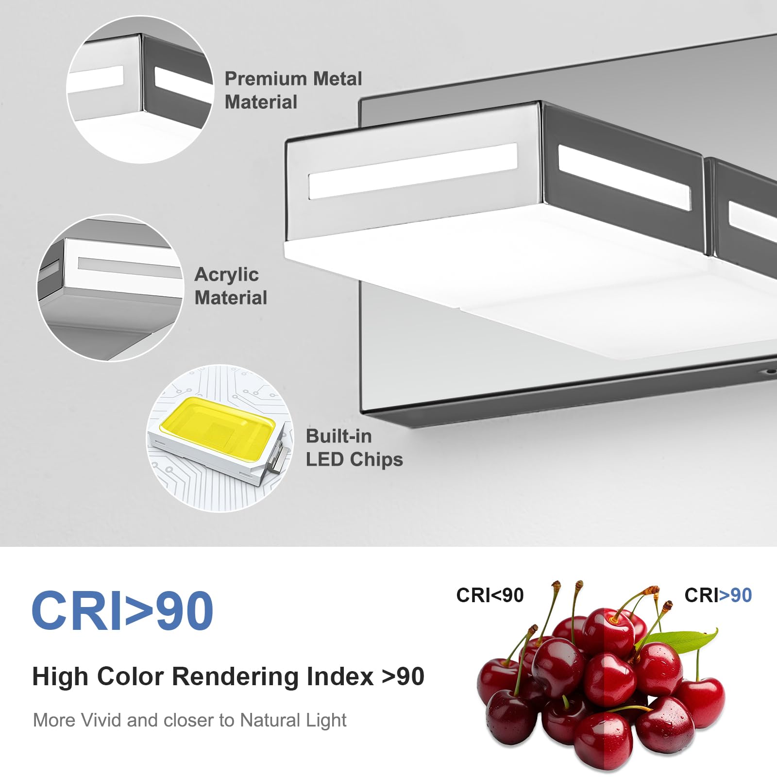 Donrao 30-Inch 4-Light Led Modern Chrome Bathroom Vanity Light Fixtures Over Mirror  Bathroom Lighting Fixtures With Cool White 6000K  Rotatable Vanity Wall Lights For Bath Restroom Powder Room