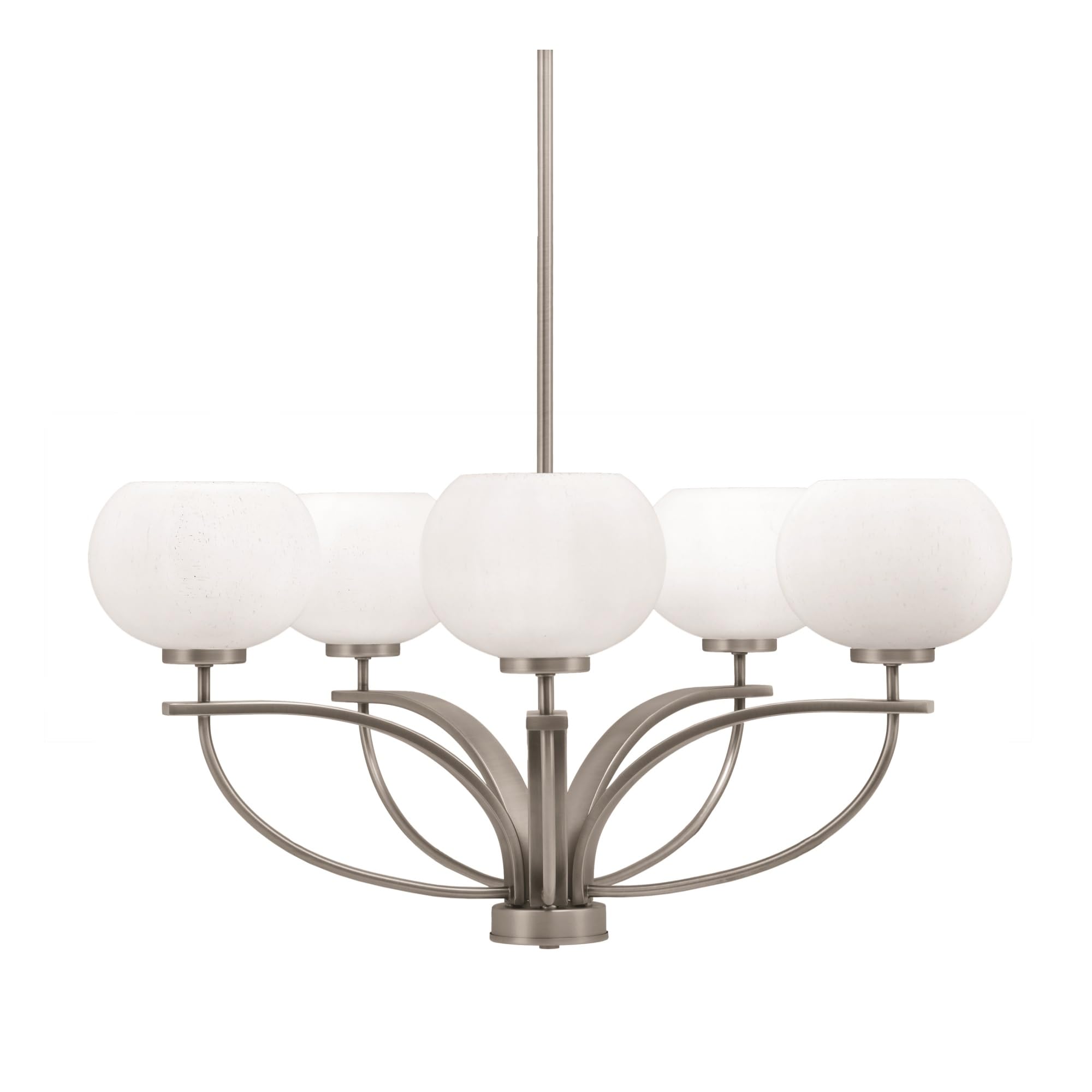 Toltec Lighting Cavella 5 Light, Uplight Chandelier, Graphite Finish, 7" White Muslin Glass