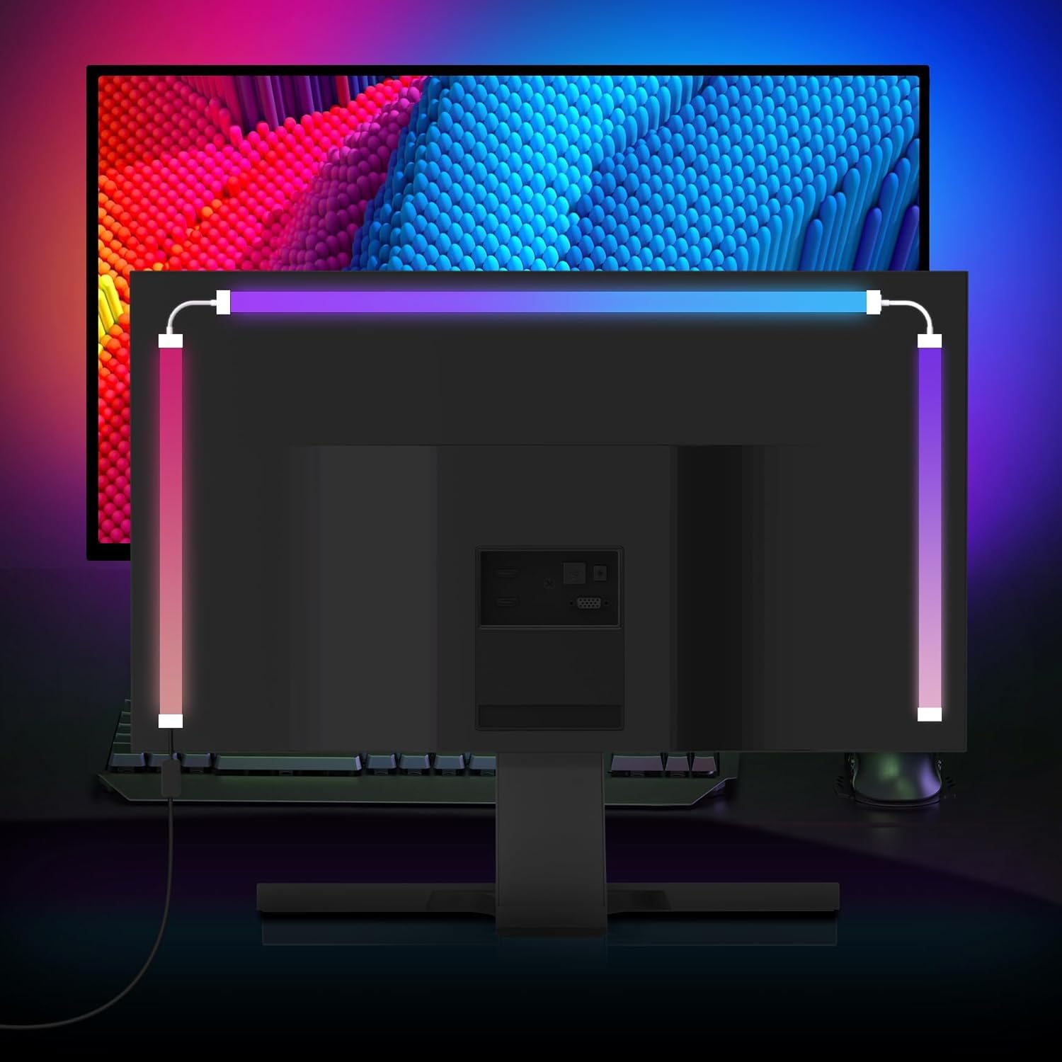 Xtremevision S202-24 LED Backlight Band for 24-Inch Monitor  Instant Sync RGB Lighting with Audio and Video  Ultra-Low Latency Software-Controlled Backlight for Movies  Games  and Music
