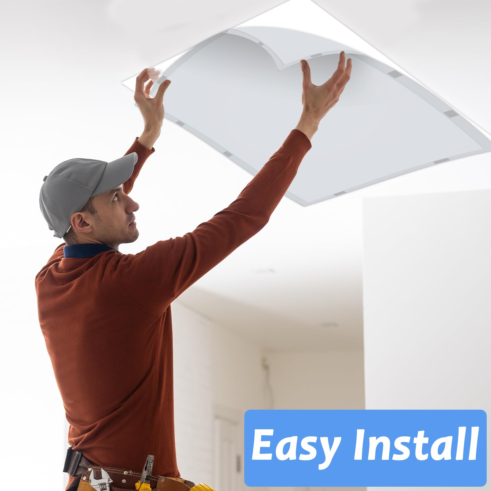 Wiooffen Fluorescent Light Covers 2 Pcs Magnetic Filter 4x2 Feet Gray Polyester Model YM0784 for Classroom Office Home