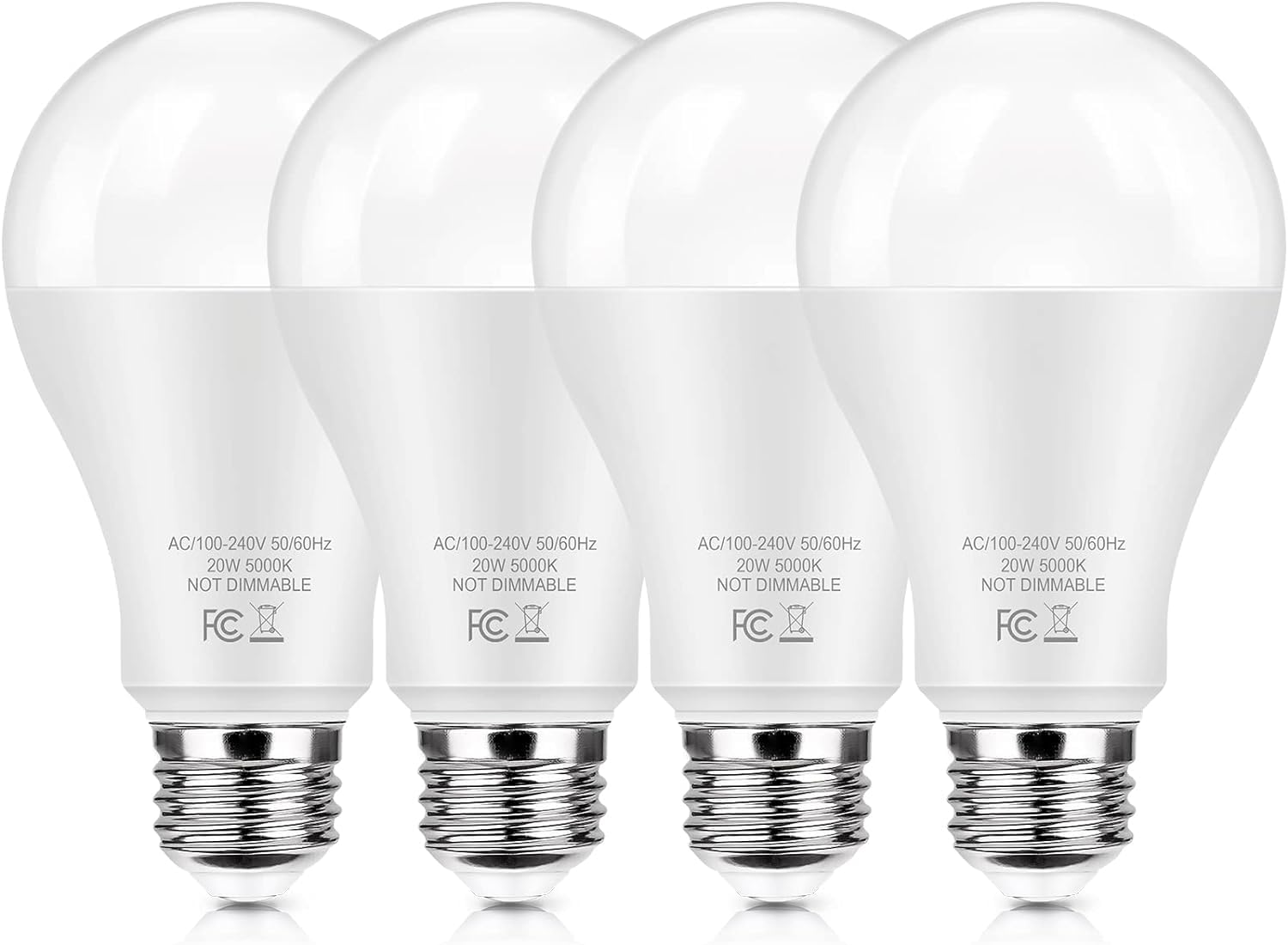 Led Light Bulbs 150 Watt Equivalent, 2200 Lumen Super Bright Light Bulbs, Daylight White 5000K, A21 20W Led Bulb E26 Base, Non-D