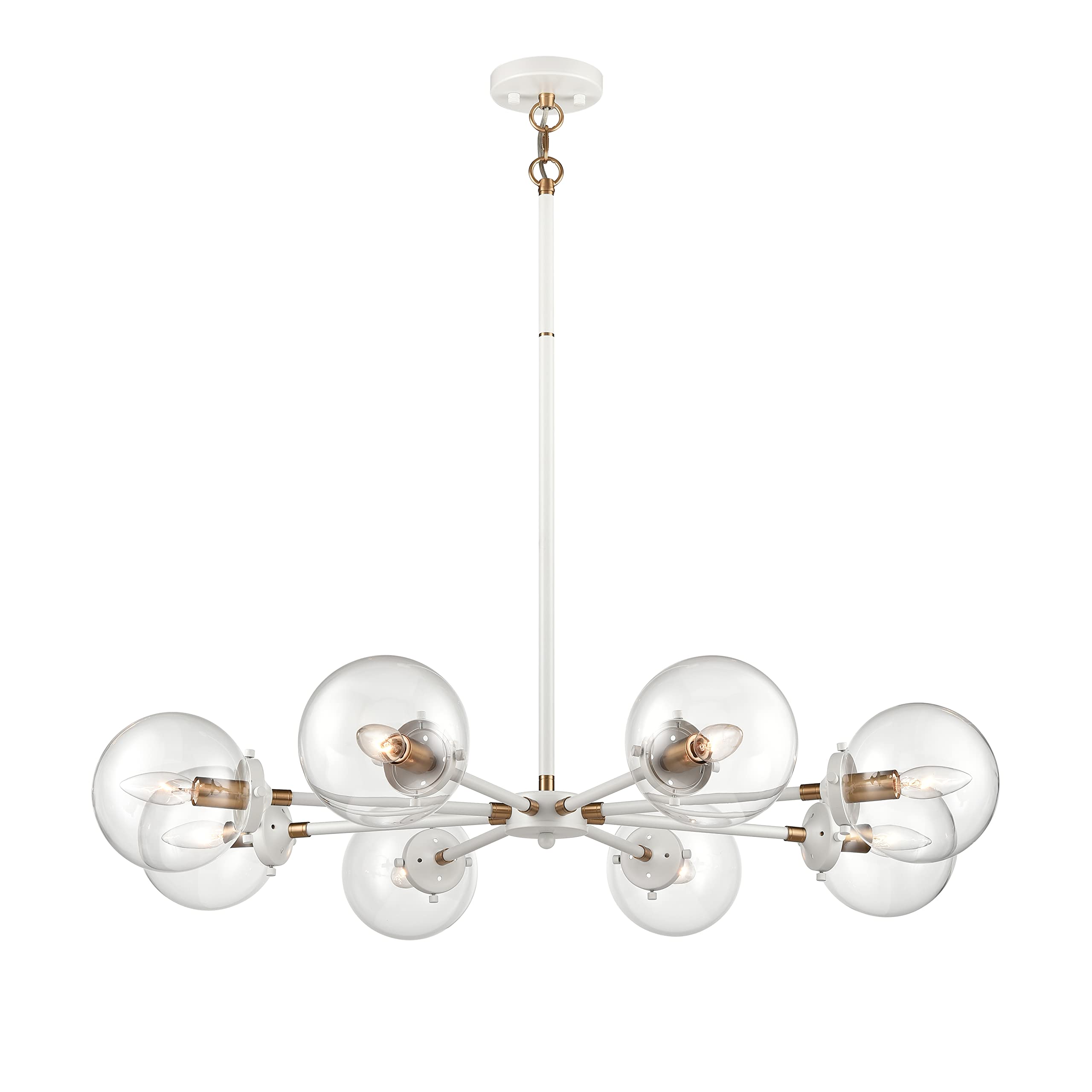 Elk Home Boudreaux 8-Light Chandelier, Matte White Finish, Modern Glass Lighting
