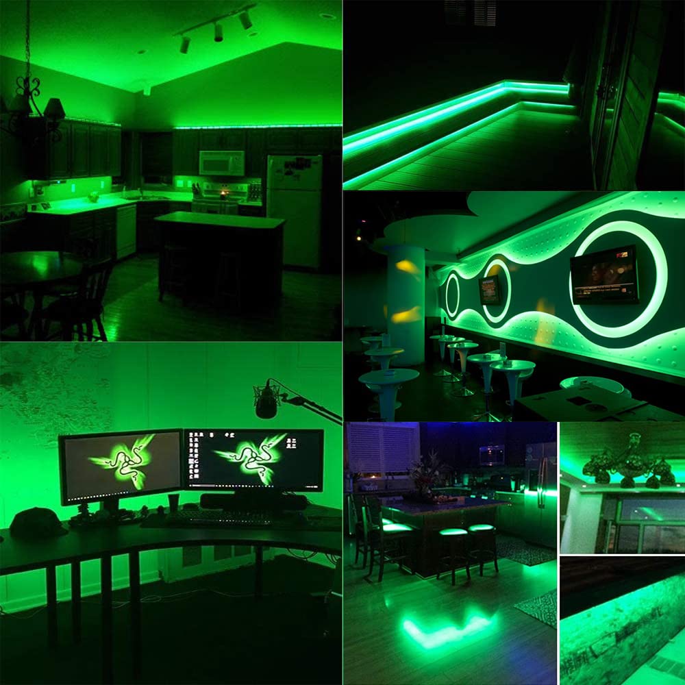 TOPAI 12V COB LED Strip Light, 16.4ft Waterproof Green, 480 LEDs/M, Flexible for Boat & Home Projects