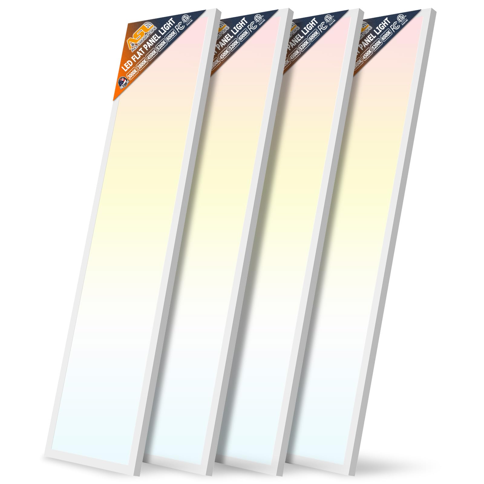 Allsmartlife 4-Pack 1X4Ft Dimmable Led Flat Panel Ceiling Lights, 5Cct, 4980