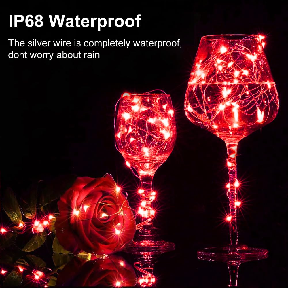 2 Pack Fairy Lights Battery Operated 200 Led 66Ft Silver Wire Starry String Lights Auto Timer 8 Modes Waterproof Mini String Lig
