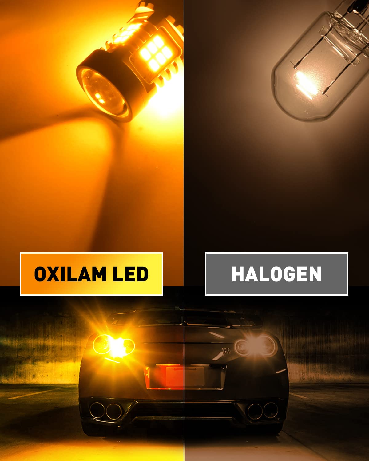OXILAM 7440 LED Bulbs Amber Yellow 4000LM Turn Signal Lights T20 7440NA 7441 W21W WY21W with Built-in Load Resistor (2