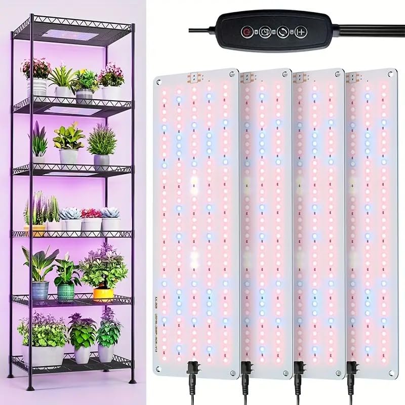 Under Cabinet Grow Light  616 LEDs Plant Grow Lights for Shelf  with 3/9/12H Timer  43W Full Spectrum Led Grow Light  10 Dimmable Levels  for Seedling  Veg  Succulents -4PCS