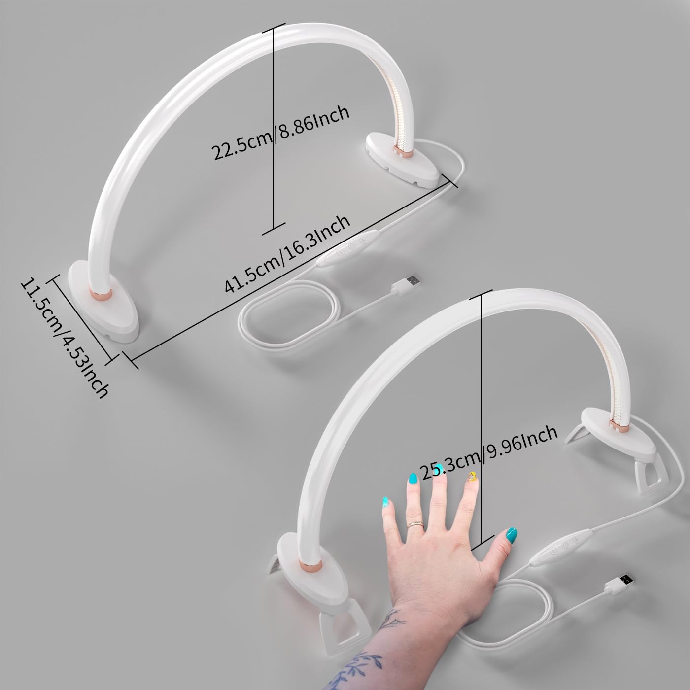 Welltell Half Moon Light For Nail Desk, Color Temperature 3000K-6500K, Lamp For Nails Table Can Be Used For Manicure Sculpture H