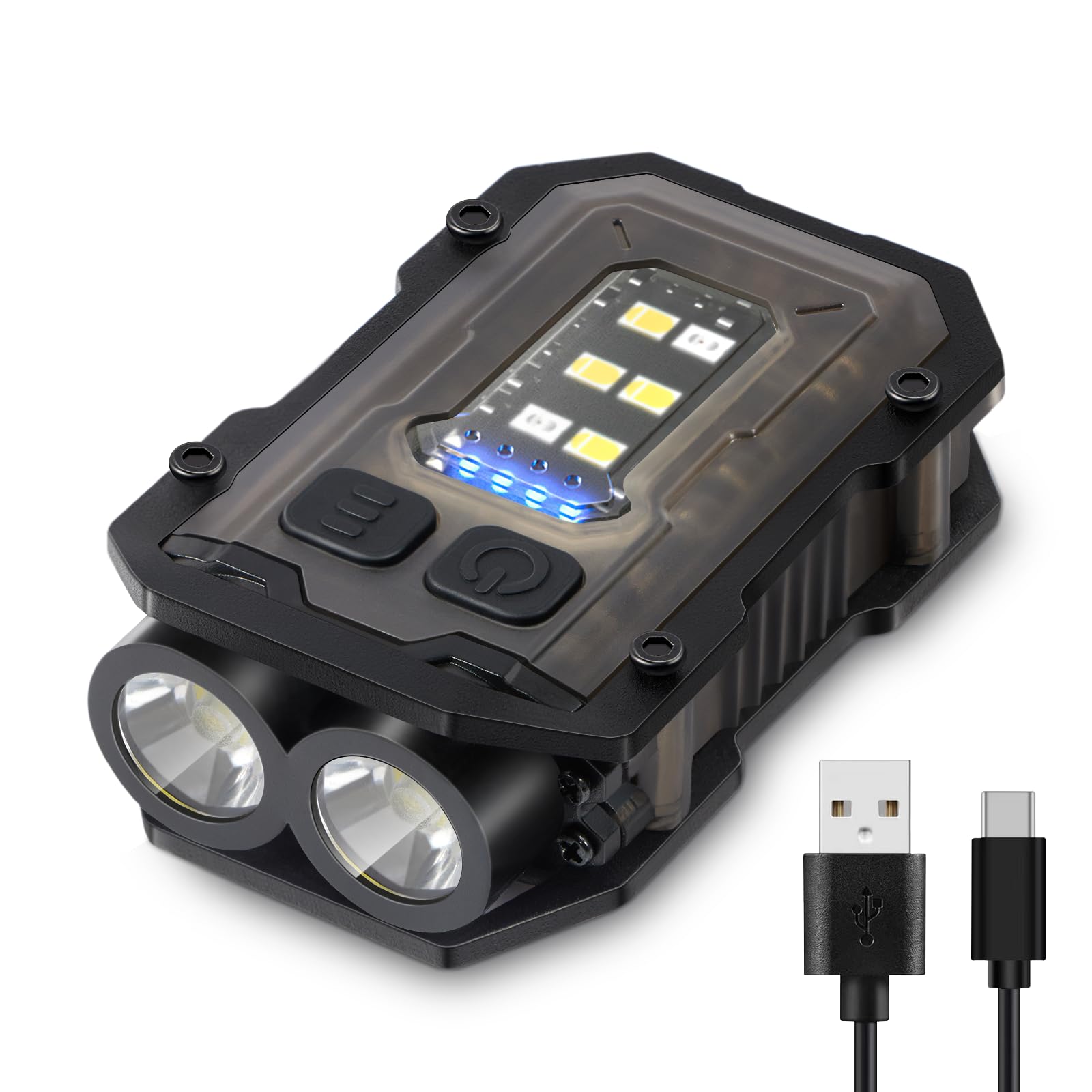 Aykeyon-K Flashlights High Lumens - Super Bright 800 Lm, Usb C Rechargeable Led Keychain Flash Light With Cob Side Light, 8 Modes, Ipx5 Pocket Flashlight,Tactical Flashlight(Black)