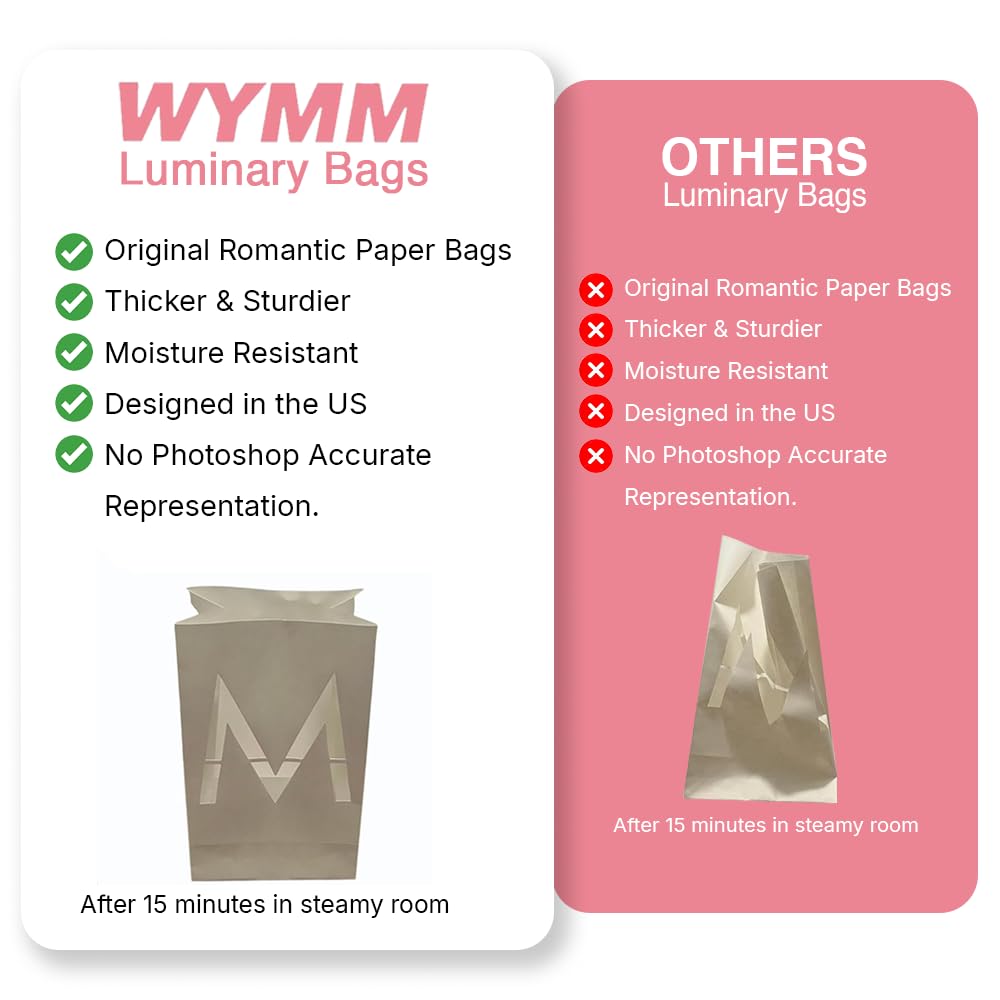 WYMM Just Married Light Up Letters - Paper Luminary Bags with Tea Lights, White, Perfect for Wedding Decorations