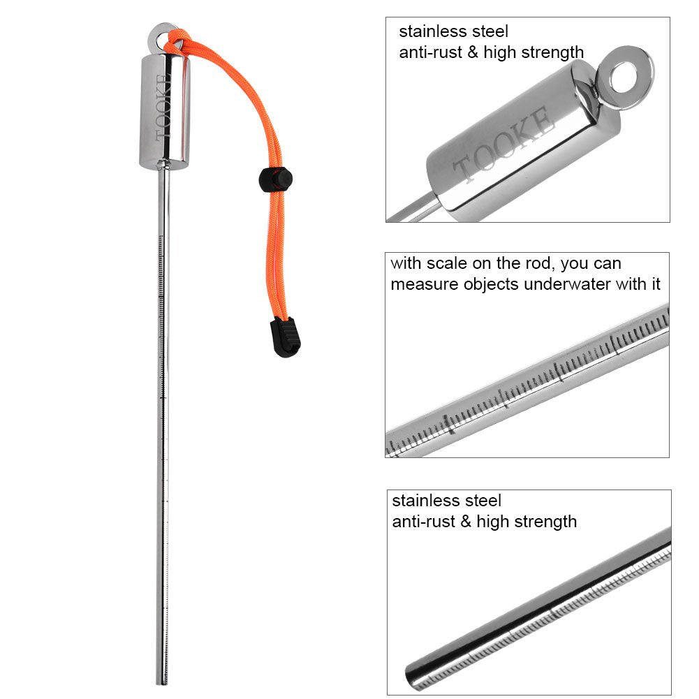 Diving Pointer, Stainless Steel Lobster Tickle Pointer Underwater Shaker Noise Maker Diving Diving Stick Rod With Lanyard (Orang