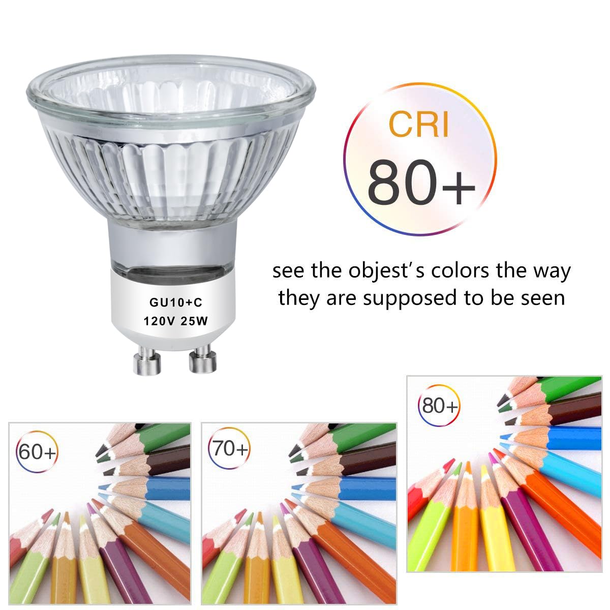 AHEVO GU10 Halogen Bulb 25W 120V Warm White MR16 Glass Cover (Pack of 4)