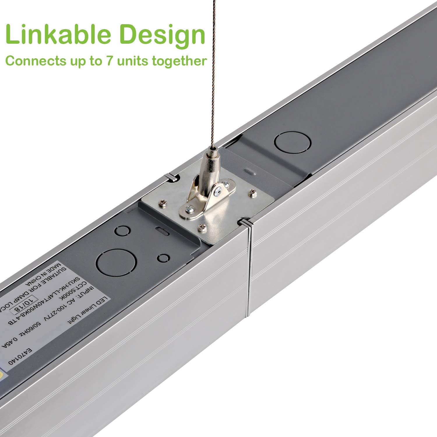 Hykolity Linkable Led Linear Light, 4Ft Dimmable, 40W 4800Lm 3 Cct Selectable, Seamless Connection, Led Suspended Lighting Fixtu