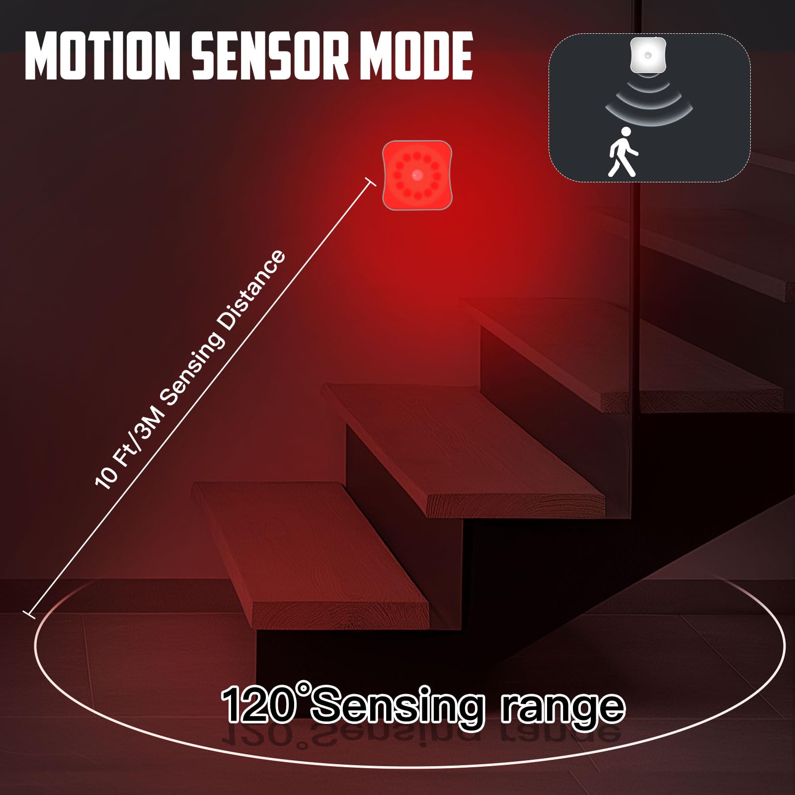 Bestendony Red Motion Sensor Night Lights, Rechargeable, 4 Pack, Magnetic, ABS Material, Sleep Aid for Bathroom, Hallway, Bedroom