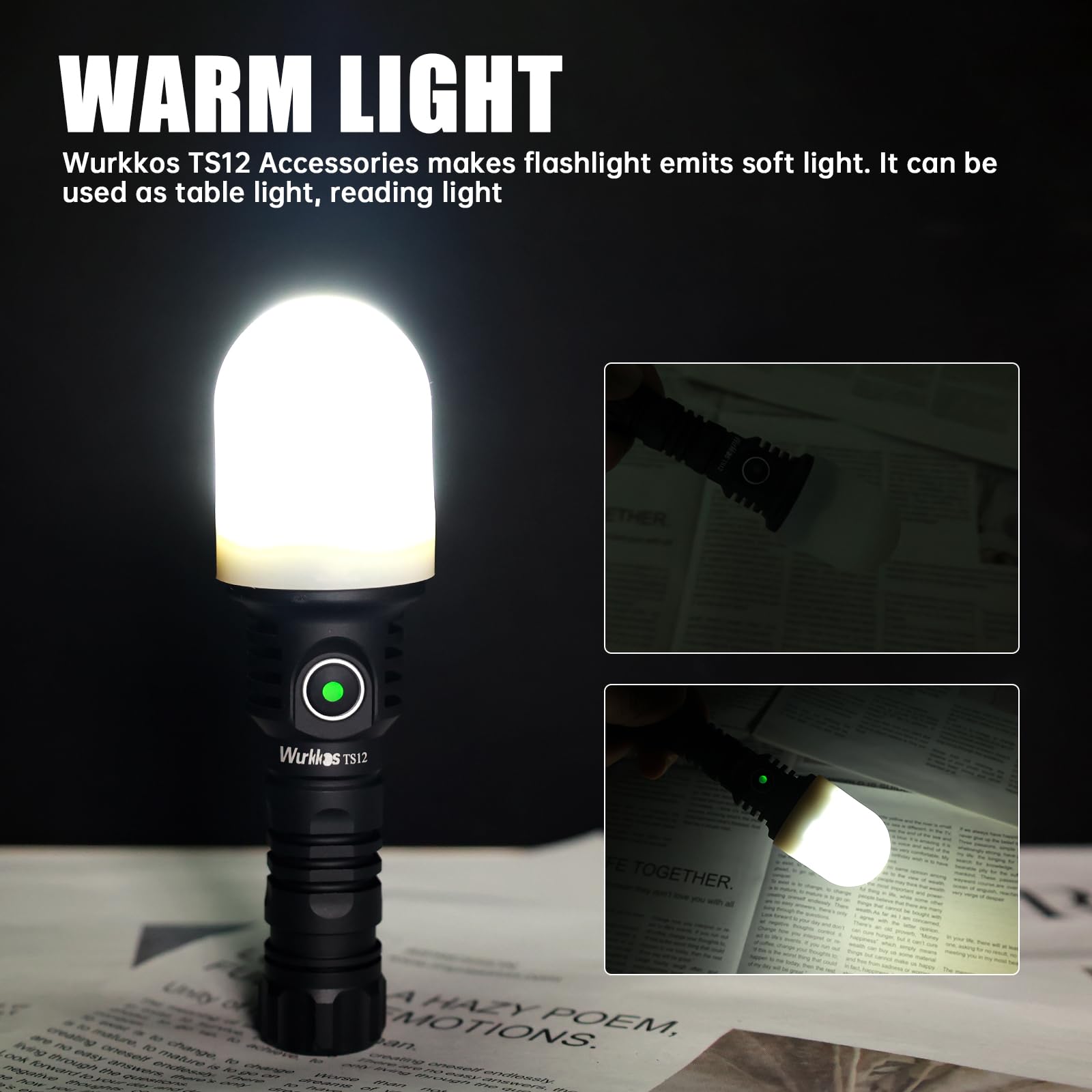 Wurkkos TS12 Mini Flashlight - 1350 Lumens Rechargeable EDC, IP68 Waterproof, Black