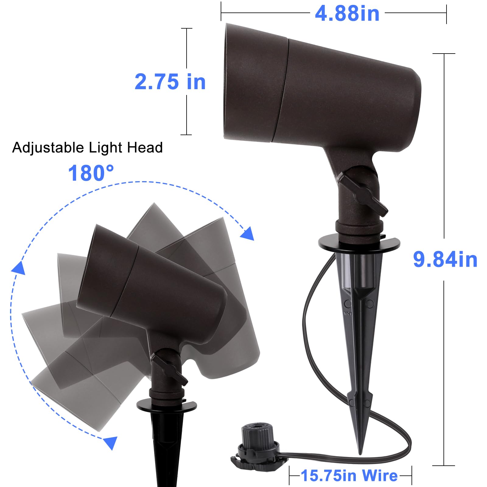 E ENERGETIC LIGHTING 3CCT LED Landscape Lights, 12V, Waterproof, 3W, 200LM, Aluminum, 8 Pack, Selectable 3000K