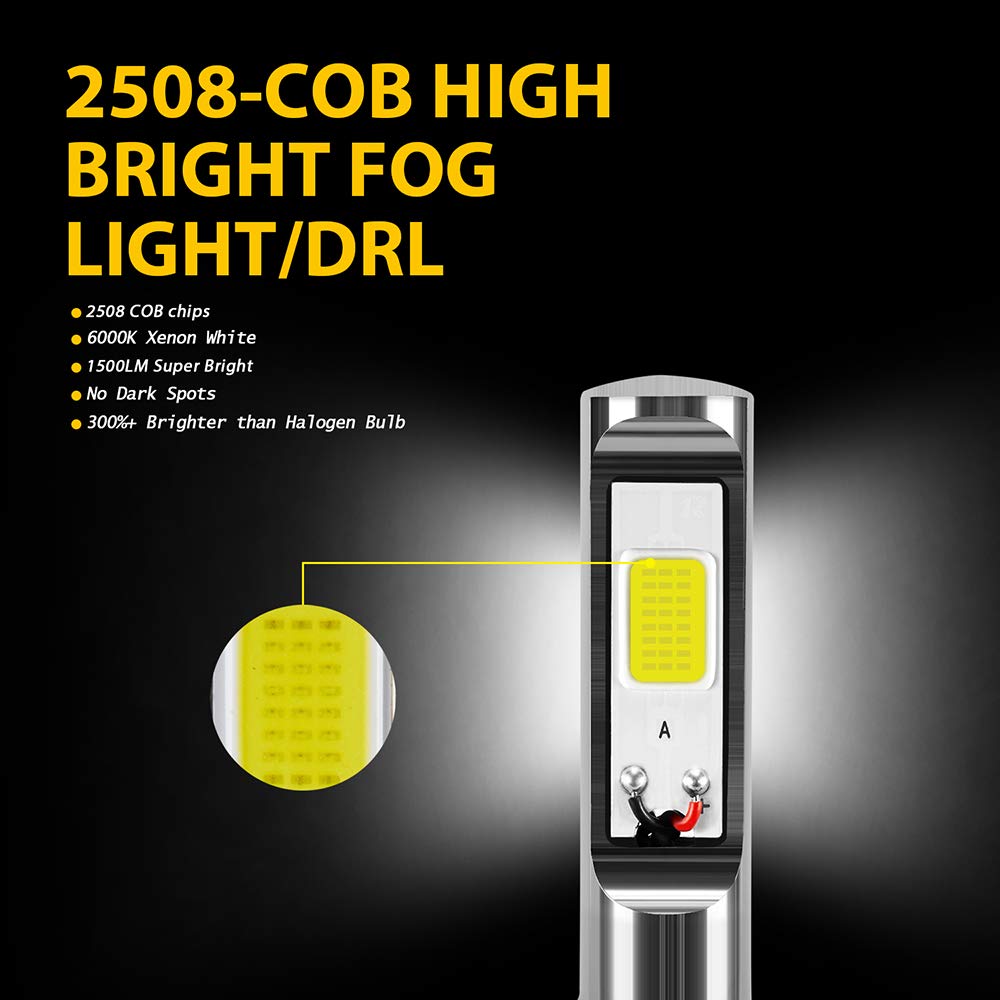 Auxlight 880 890 899 892 893 884 885 Led Fog Light Bulbs 6000K Xenon White, Super Bright High Power Cob Chips Led Fog Daytime Running Lights Drl Bulbs Replacement For Cars, Trucks (Pack Of 2)