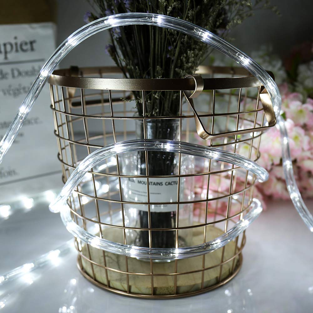 HuiZhen 100ft LED Rope Lights, 720LED Waterproof White Outdoor Lights for Party, Wedding, Trees, Model EDCC-06