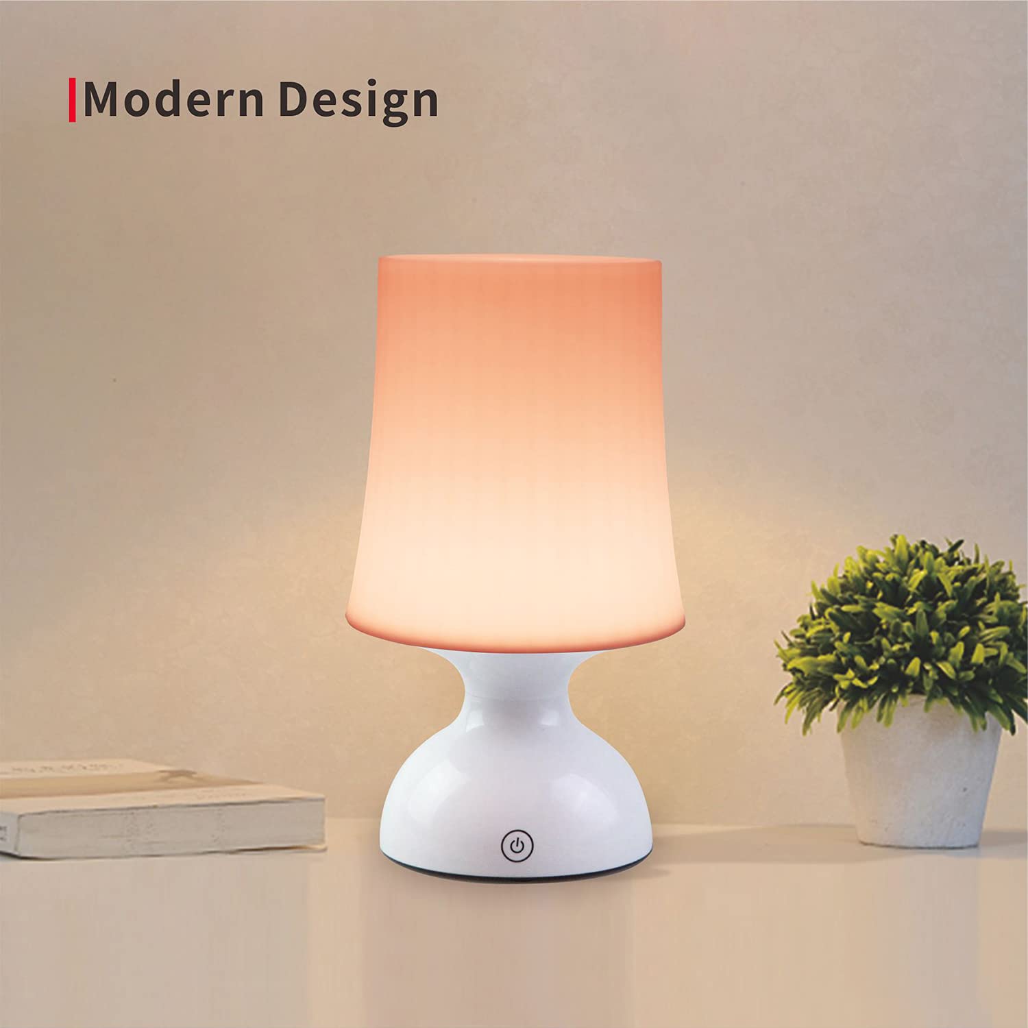 RiverLux LED Lamp, Battery Powered, Pink Table Decor, Model RL-NV002-WP, Peach Pink and White