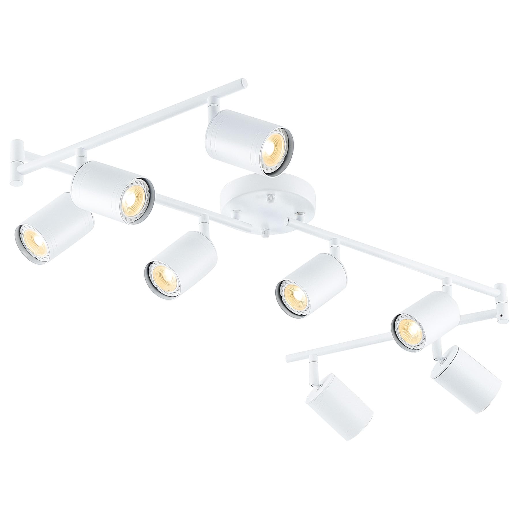 Vonluce 8 Light Track Light Fixture  Led Track Lighting Kit With Rotatable Heads  3-Color Gu10 Bulbs Included  Modern Ceiling Spotlight For Kitchen Office Closet Studio Bedroom  White