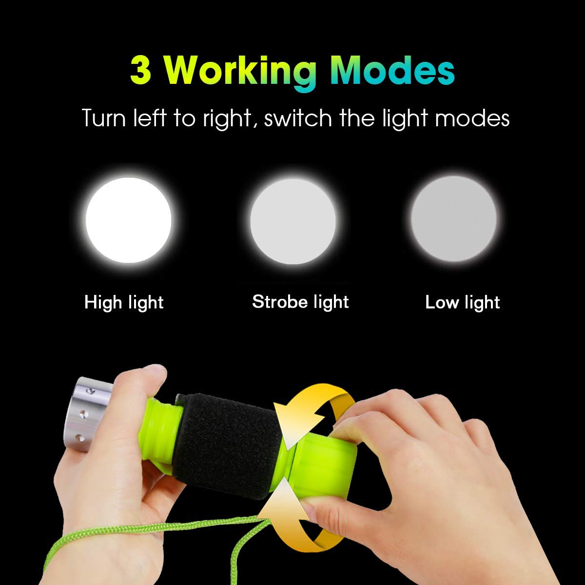 BlueFire Diving Flashlight 1100 Lumen Waterproof Torch Green (1-Pack) Model LMN56-BF-2-123 for Underwater Sports