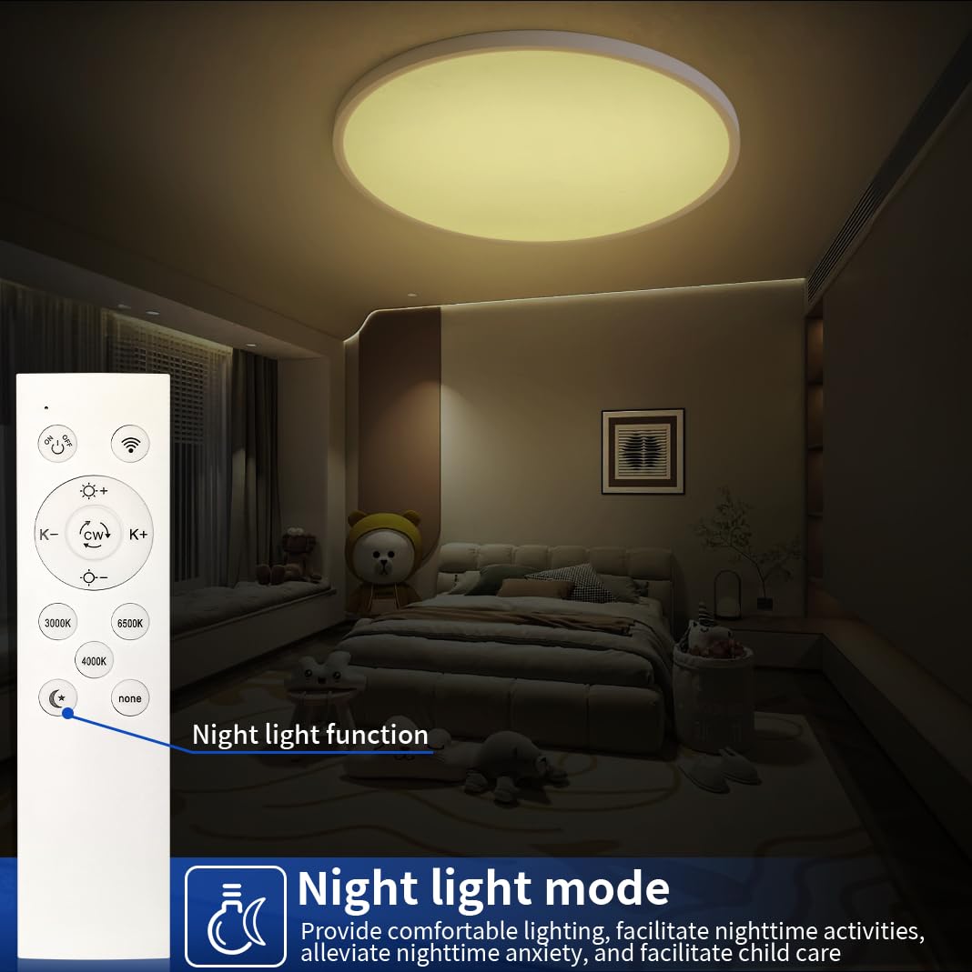 MOONSEA 56W Dimmable LED Ceiling Light, 24 Inch, Remote Control, 3000K-6500K, White, Model BG-LT0143