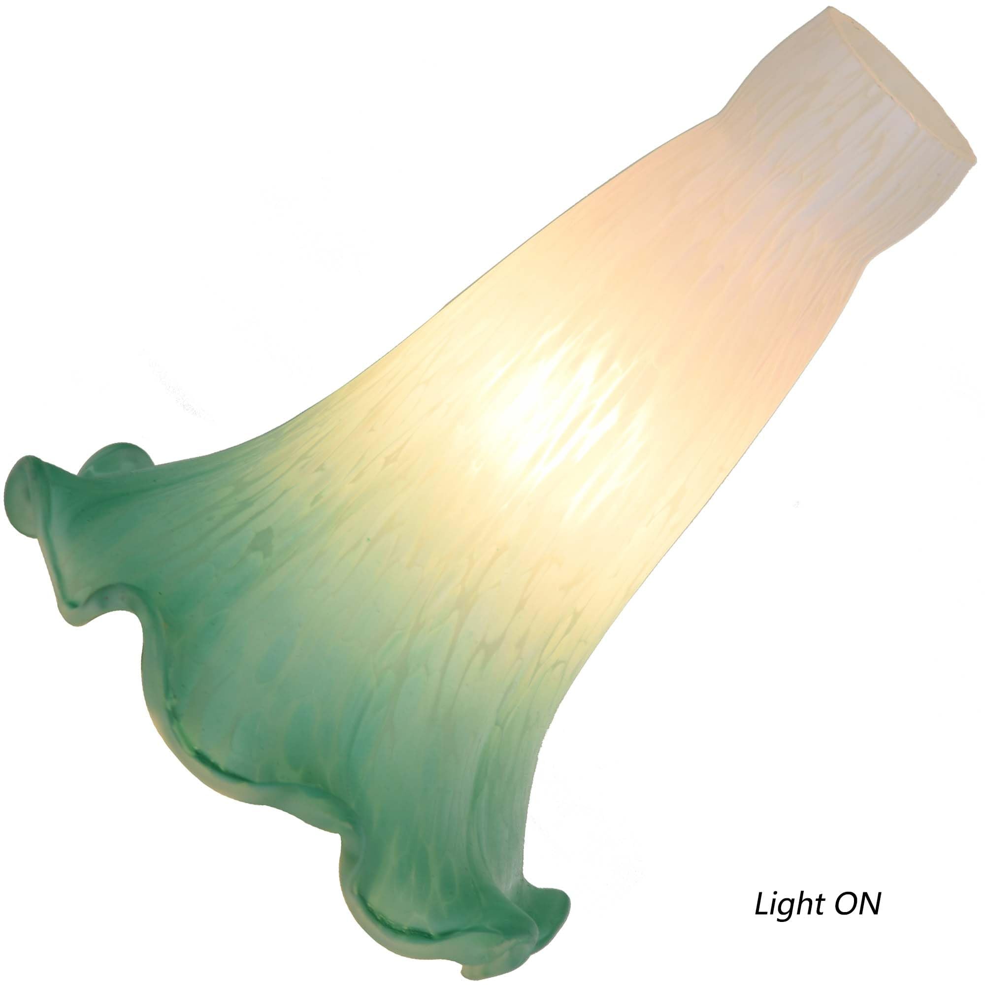 Bieye Lily Flower Blown Glass Lampshade, White Cyan, Small I.D. 0.87" x O.D. 1", Model LILYSHADE
