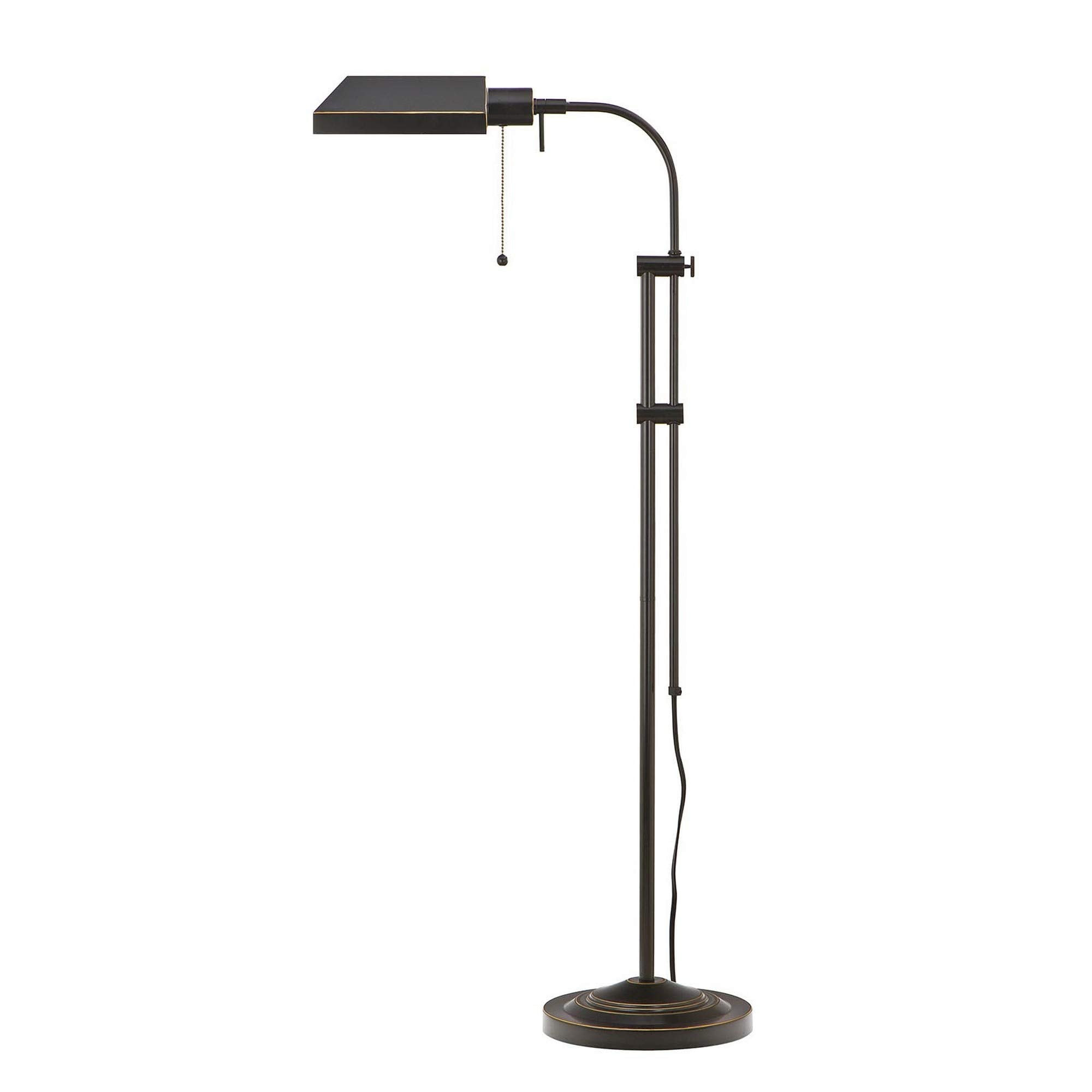 Benzara Metal Floor Lamp, Adjustable Pole, Rectangular Design, Black, Model BM225081