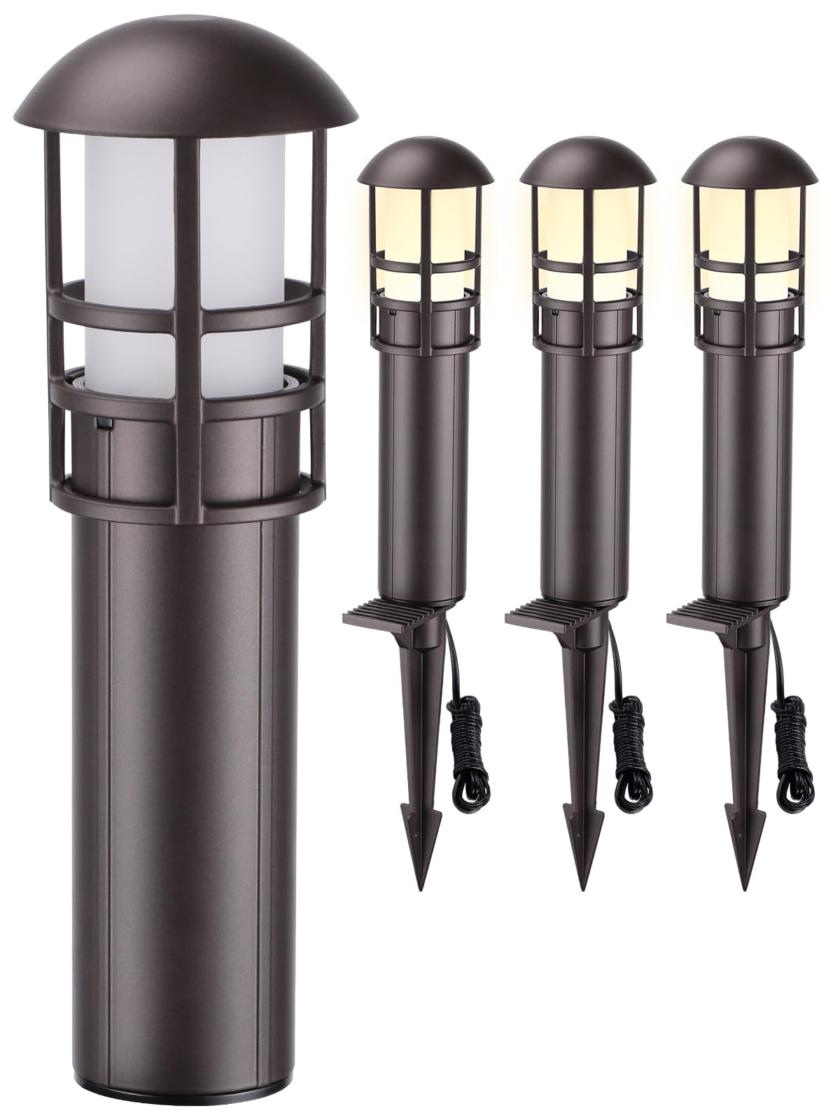 Leonlite Led Landscape Pathway Lights, 3W 12V Ac/Dc, Cri90+, Ip65 Waterproof, Bronze Aluminum, Warm White 3000K, Pack Of 4