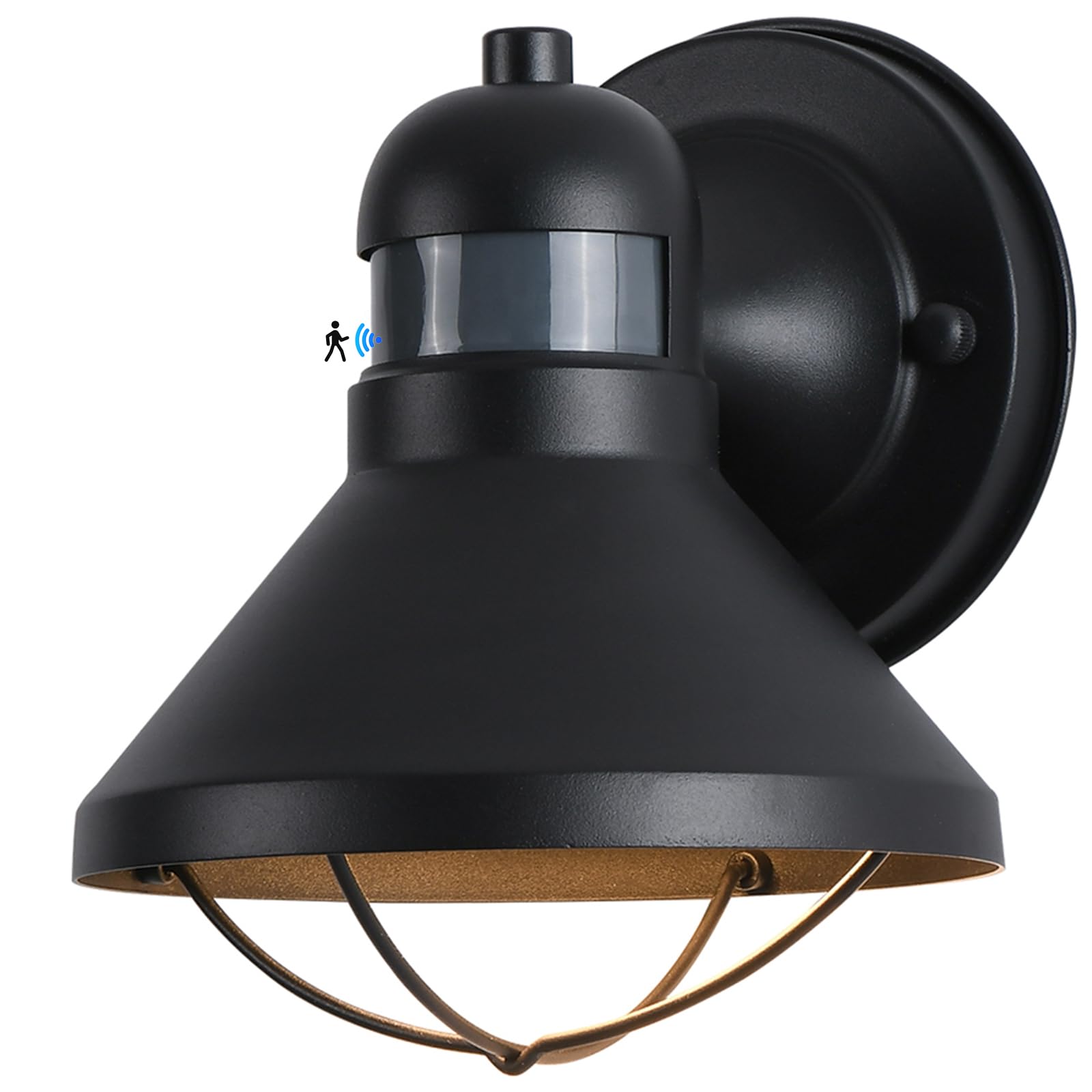 LONEDRUID Motion Sensor Outdoor LED Porch Wall Light Fixtures Dusk to Dawn Exterior Barn Lantern Black Farmhouse Sconce Lighting