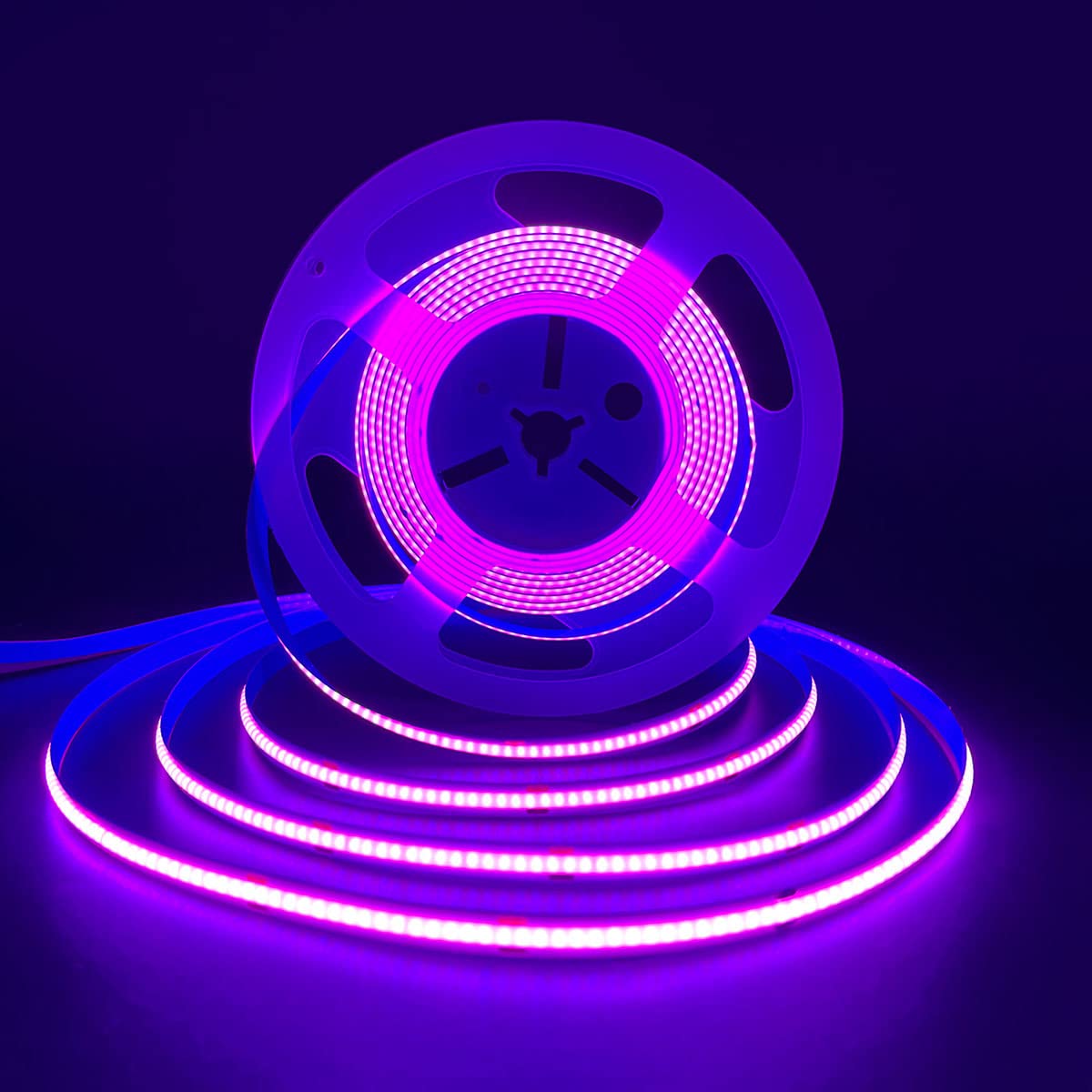 HAMRVL COB LED Strip Lights Purple,DC12V 16.4ft/5M 320leds/M CRI90 Bright Flexible LED Tape 8mm, for Indoor Home Cabinet,Bedroom,Kitchen,Stage,Backlight DIY Lighting(Without Power Supply) (Purple)